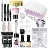 ROSALIND Kit Uñas de Gel, Rosado Transparente Gel de Extensión de Uñas Completo Set con UV/LED Lámpara, Capa Base y Superior, Punta de Uña Acrílica, 2 * 30ml Nail Extension Gel, Nail Art