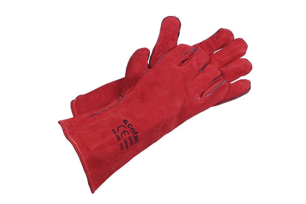 Cofan Guante de soldador con fibras largas interior forrado y exterior color rojo