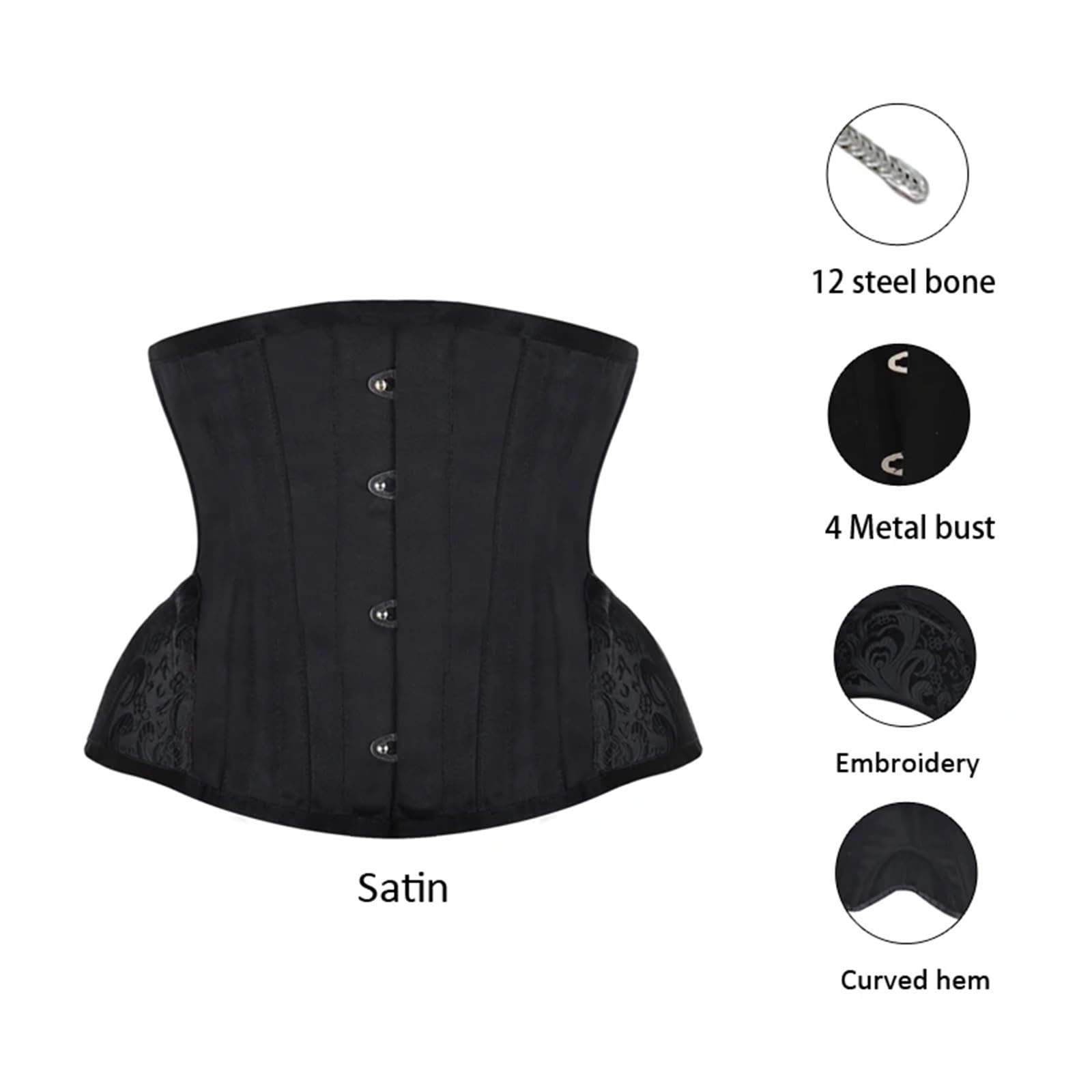 Corsetto con Lacci, Modellante for Il Corpo, da Donna, Ricamo, for la Vita, Corto, Sottoseno per Cosplay e Feste