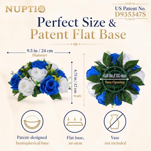 Image of NUPTIO Flower Balls Centerpieces for Tables: Royal Blue White Fake Roses