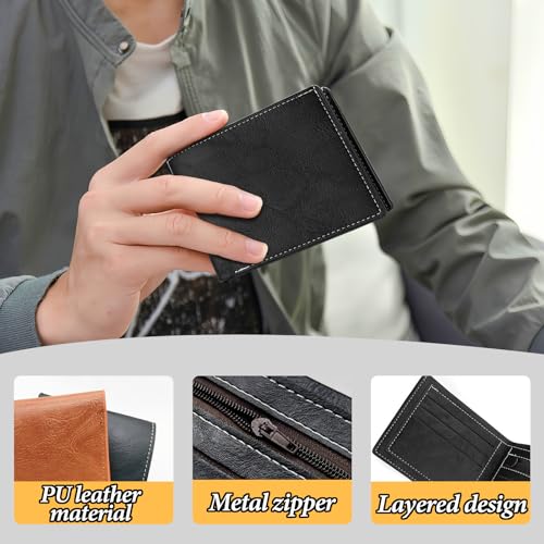 Bifold Wallets, PU Leather Slim Wallet Credit Card Wallet for Men and Boys, Lightweight Men's Wallet Thin Wallet for Work, Shopping, Travel (black)2
