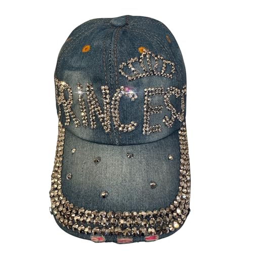 Popfizzy Bedazzled Hat for Women, Rhinestone Denim Hat, Fun Adult Bling Hats, Birthday Gifts for Women, Adjustable, One Size