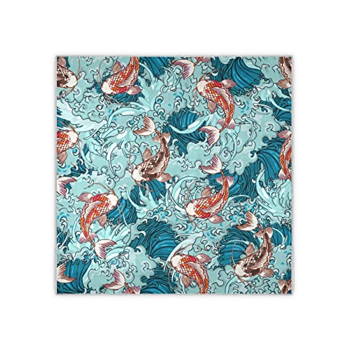 susiyo Koi Carp Fish Sea Waves Large Square Scarves Silk Scarf Kerchief Hair Scarves Neckerchief Headscarves Bandanas Shawl Wraps for Women 35 x 35 inches2