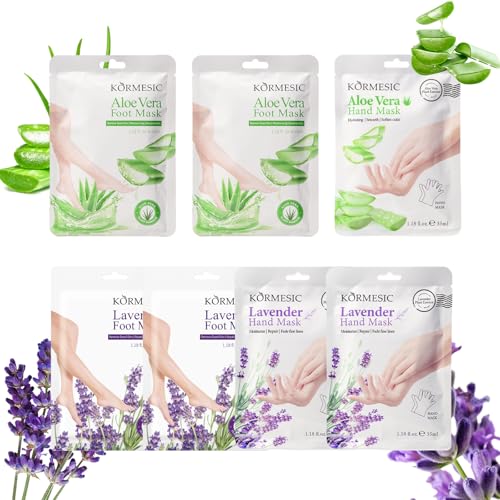 Pack de 7 mascarillas para pies, calcetines y máscaras de manos, máscara para callos pies, máscara para pies muy secos, máscara para manos muy secas, cuidado diario de los pies para hombres y mujeres