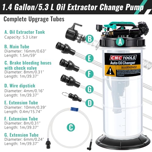 Image of Estune 5.3L /1.4 Gallon Fluid Extractor Pump with 5 Pcs Brake Bleeding Hose | Pneumatic & Manual Modes, Cleaner Oil Changes, Leak-Resistant Seals, Multi-Fluid Use, Garage & Workshop Use, Cars /SUVs /RVs