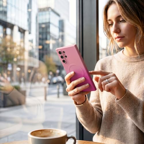 Image of amazon basics Gradient Mag-Safe Case for Samsung Galaxy Note 10 Plus | Soft Silicone Shockproof Cover with Camera Protection | Slim Lightweight Design | Smooth Touch & Durable - Pink & Blue