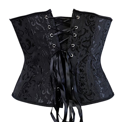 Zhitunemi Women's Lace Up Boned Jacquard Brocade Waist Training Underbust Corset2