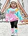 ZAANTI Little Girls Clothes 3T Girls Clothes 4T Crew Neck Long Sleeve Leopard Letter Print Pullover＋Patchwork Elastic Waist Pants Toddler Girl Outfit Fall Toddler Girl Outfits Tie Dye Pink Blue