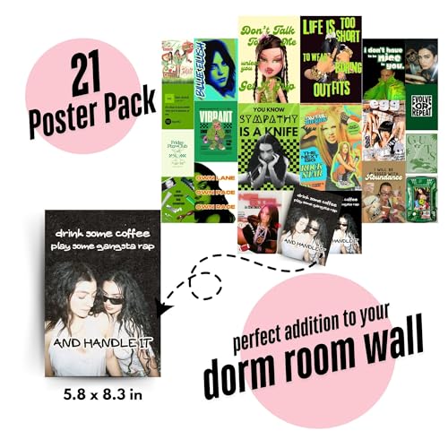 Image of Yellow Town India BRAT SUMMER CODED Femme Aesthetic Multi Sized Poster Kit, Set of 21 Aesthetic Room Decor Wall Art for Hostel, Dorm, Bedroom, Living Room Wall Decor