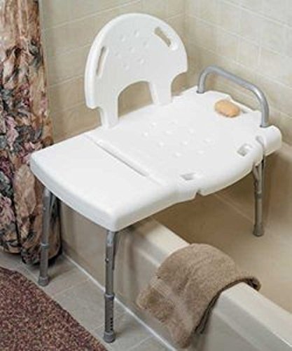 Invacare I-Class Heavy Duty Transfer Bench with Textured Seat and Commode Opening, 400 lb. Weight Capacity, Unassembled, 9670U