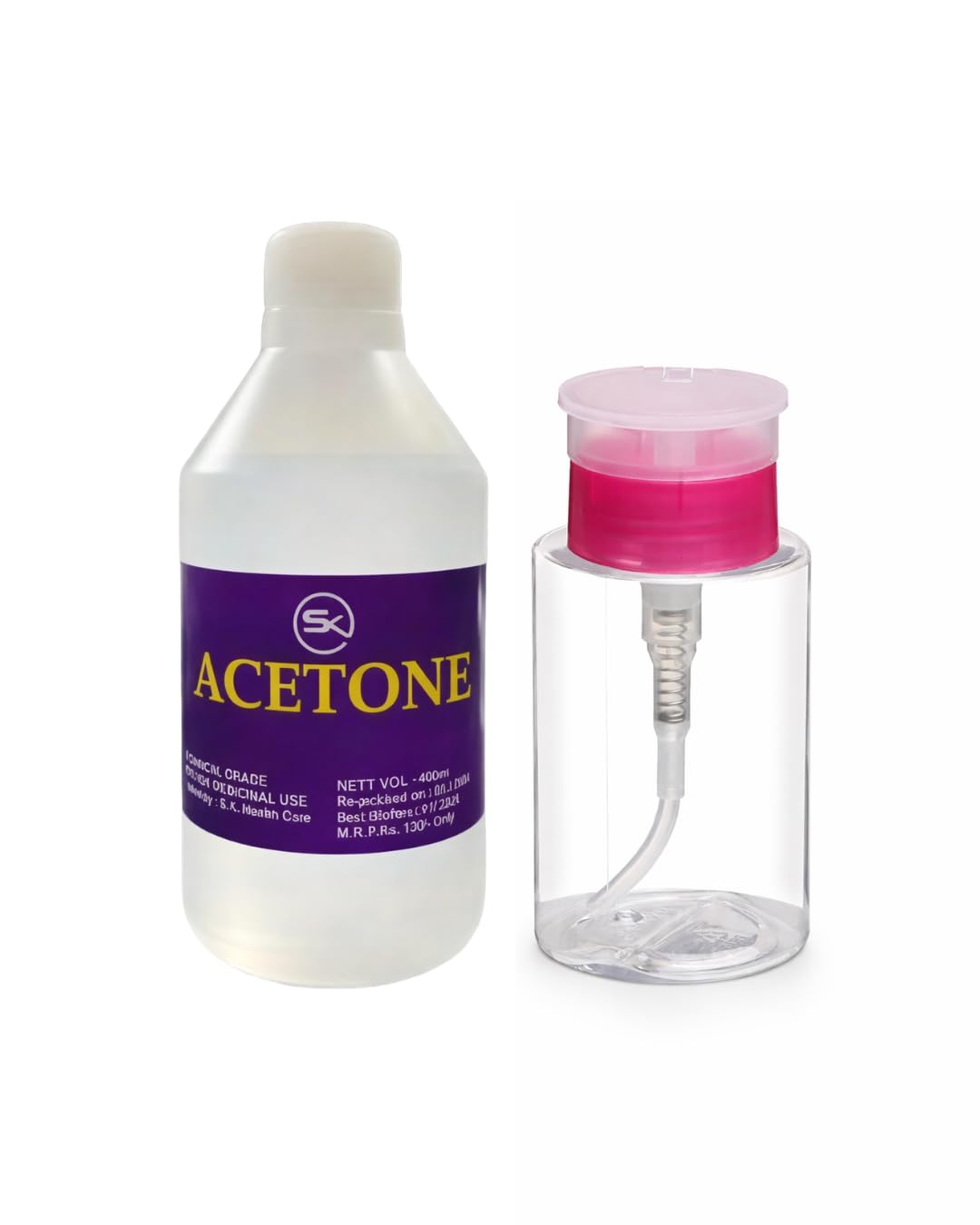 Acetone nail polish remover professional grade fast nail paint remover with pump bottle | quick drying no residue formula for salon home use | nail extension remover | nourishing & easy to use (pack of 2(pump and remover))-image-41