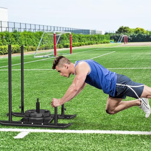 Kipika Weight Sled, Workout Sled, Fitness Strength Training Sled, Speed Training Sled for Athletic Exercise, Speed Improvement, Easily Through Obstacles, Suitable for 1" & 2" Weight Plate (G- Black) - image 8