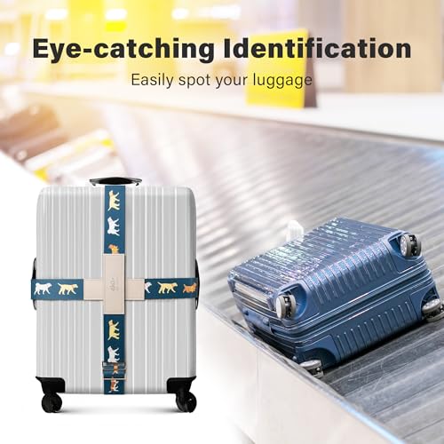 Luggage Straps for Suitcases, Adjustable Luggage Elastic Belt, Travel Essentials for Airport,Station,Vibrant Designs, Puppy2