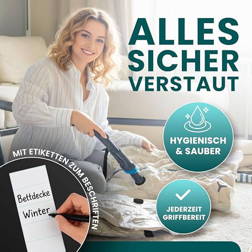 myHodo Vakuumierbeutel Set XXL (6 Stück 80x120 cm) Extra Große Vakuumbeutel für Bettdecken, Praktische Aufbewahrungsbeutel zum Verstauen von Bettwäsche, Vakuum Beutel zur Aufbewahrung von Kleidung