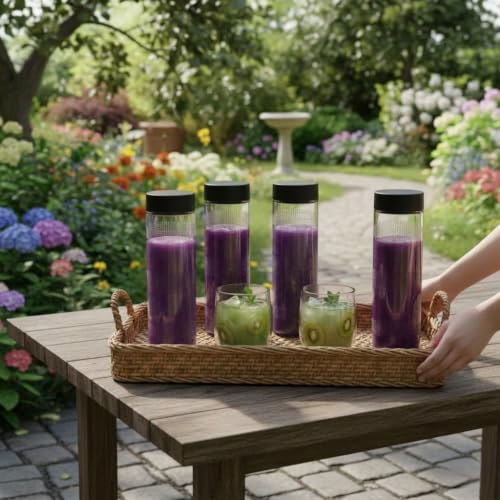 Image of CROCO JAR Wide Mouth Glass Water Bottle with Leak-Proof Airtight Double Layer Stainless Steel Lid for Water, Smoothie, Juices (750ML BLACK PK2)