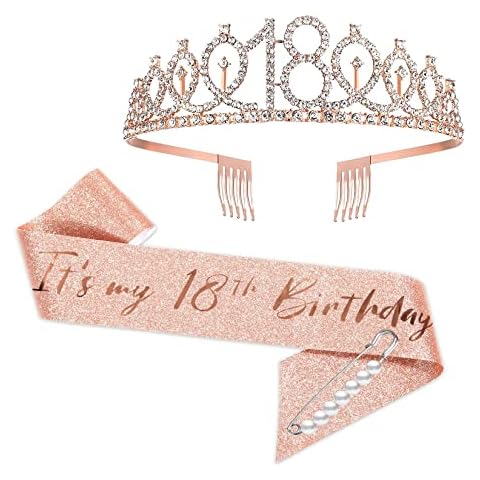YongHang 18 Cumpleaños Chica Corona y banda Oro Rosa Cover