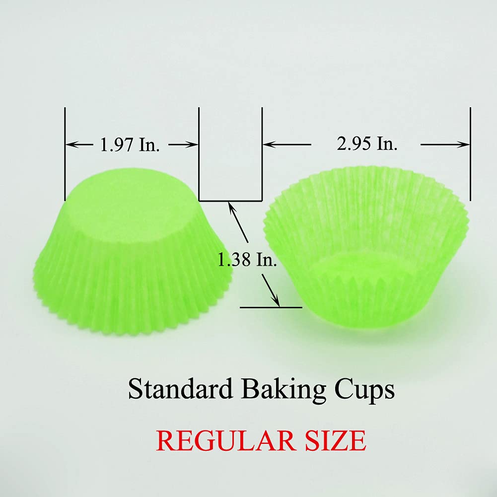 Green Cupcake Liners - Moldes de papel a prueba de grasa estándar para fiestas y más, 150 unidades