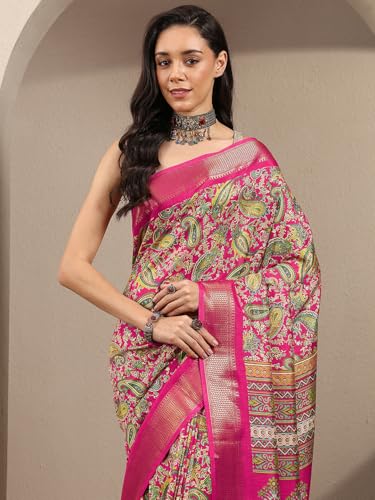 Image of Libas Printed Silk Blend Saree for Women With Unstitched Blouse Piece | Traditional Saree for Festive & Wedding