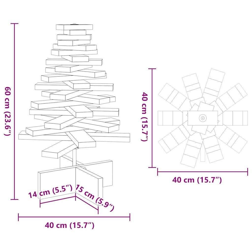Albero di Natale bianco, 60 cm, in legno di pino massiccio con rami girevoli e supporto stabile, pieghevole, realistico, per soggiorno, interni, Avvento e decorazione festiva