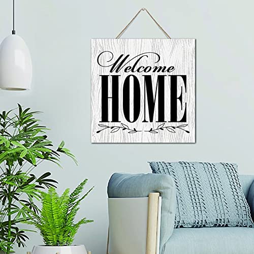 Plaque murale bois rustique Welcome Home avec finitions artisanales 30cm