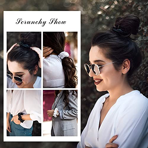 Image of SANNIDHI 5 Pcs Silk Satin Hair Scrunchies, Elastic Ponytail Bands, 5 Colors