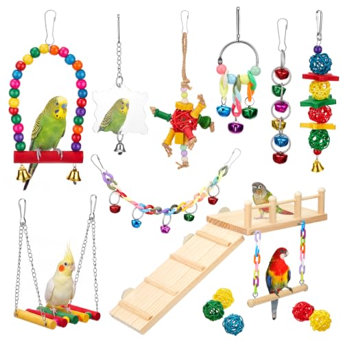 Image of 14 Pcs Parakeet Cockatiel Bird Toys,Deluxe Style