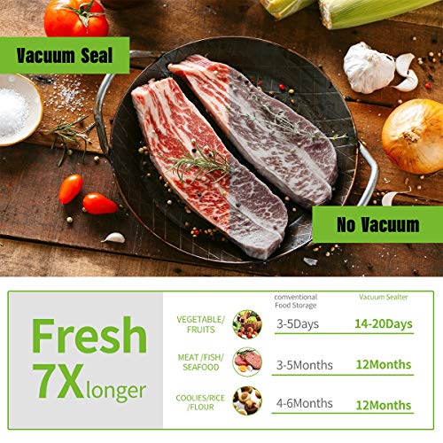 Vacuum Sealer Machine for Food Saver Storage, Automatic Food Sealers Vacuum Packing Machine Seal a Meal with 10 Vacuum Sealer Bags Starter Kit/Led Indicator Light/Dry & Moist Modes Food Preservation