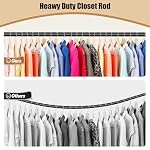 Closet Rod, 16 to 75 Inch Heavy Duty Adjustable Clothes Rod for Hanging Clothes and Heavy Duty Clothes Rod Bracket Rods Support (The Shelf NOT Included) (Black) - Image 2