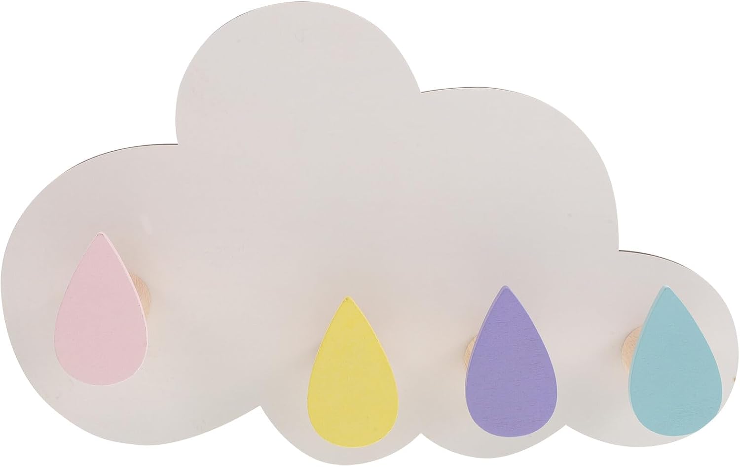 Luxshiny Wood Cloud Wall Hooks Coat Rack Solid Wood Decorative Key Hanger Towel Hook White Multifunctional Mount for Home Bathroom Bedroom Organization