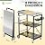 Folding Grill Cart, Metal Pizza Oven Stand Table with 2 Total Lock Casters, 3 Shelf Foldable Kitchen Island Cart ?Stainless Steel Outdoor Rolling Cart with Wheels for Home Party, Bar, Camping?Black?