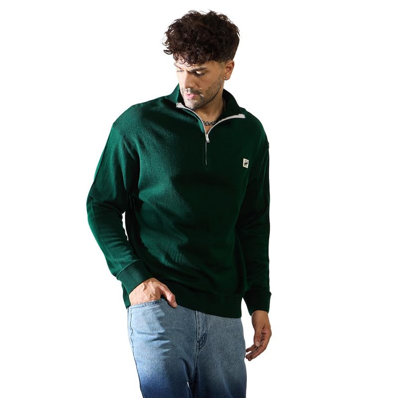 Buy FUGAZEE Green Turtleneck Quarter Zip Sweater for Men & Women