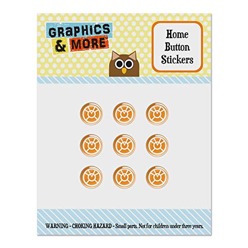 Green Lantern Blackest Night Orange Lantern Logo Set of 9 Puffy Bubble Home Button Stickers Fit Apple iPod Touch, iPad Air Mini, iPhone 5/5c/5s 6/6s 7/7s Plus