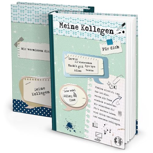 Logbuch-Verlag großes XXL Kollegenbuch zum Eintragen DIN A4 blau grün - Geschenk zum Abschied für Kollegen - Abschiedsgeschenk Rente
