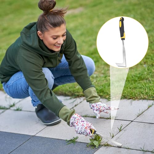 30cm Fugenkratzer mit Kunststoffgriff, Fugenkratzer Unkrautmesser Edelstahl, Unkrautstecher mit gezackter Kante, unkrautstecher für Jäten, Lösen, Geschenk für Gärtner