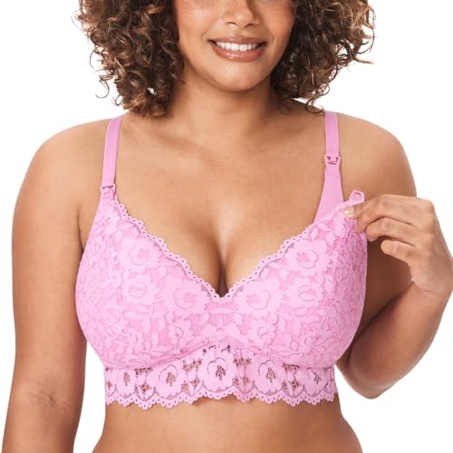 Image of MOMANDA Women's Lace Nursing Bra Lace Bralette Padded No Underwire Maternity Bras Breastfeeding Pregnancy