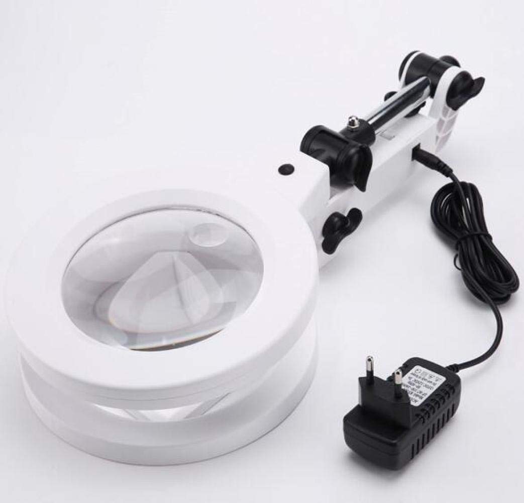 JOZZY Lupa,Lámpara de Escritorio Plegable con 19 LED Regulables y 3 Luces LED de luz Diurna, 2X 5X Mesa Manos Libres - Manualidades Lectura Joyería Soldadura Costura Hobby Inspección Universal