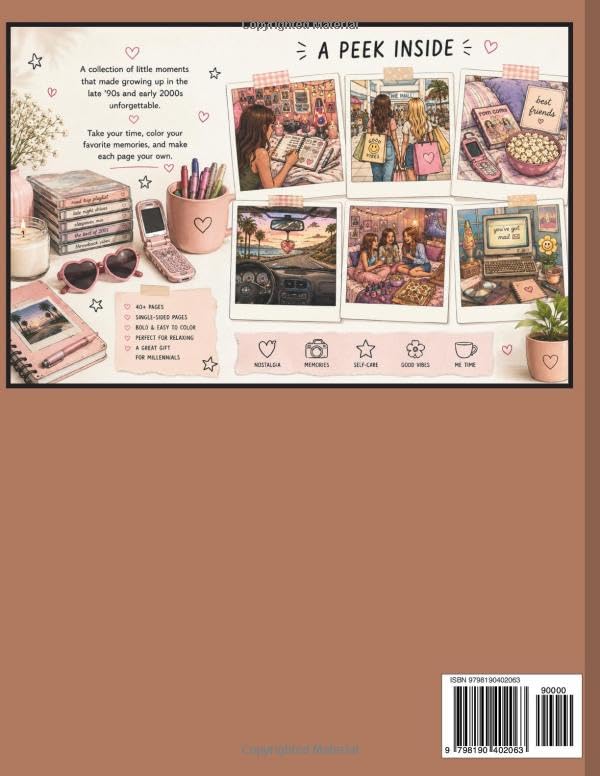 Dear Millennial: Bold & Easy Adult Coloring Book Filled with 90s & 2000s Nostalgia, Cozy Memories, and Stress Relief image 3