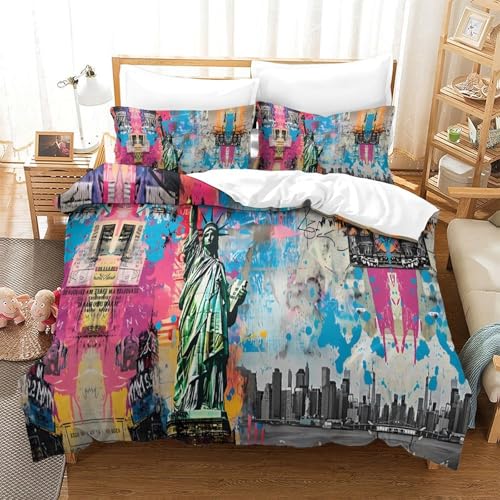 Parure de lit New York 135x200cm avec impression 3D effet dynamique - 3