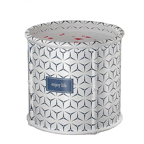 Vzqr ポータブル折りたたみバスタブ 保温機能付き コンパクト収納 クッション付き PVCホワイト SPA浴槽 組み立て不要 (ホワイト)