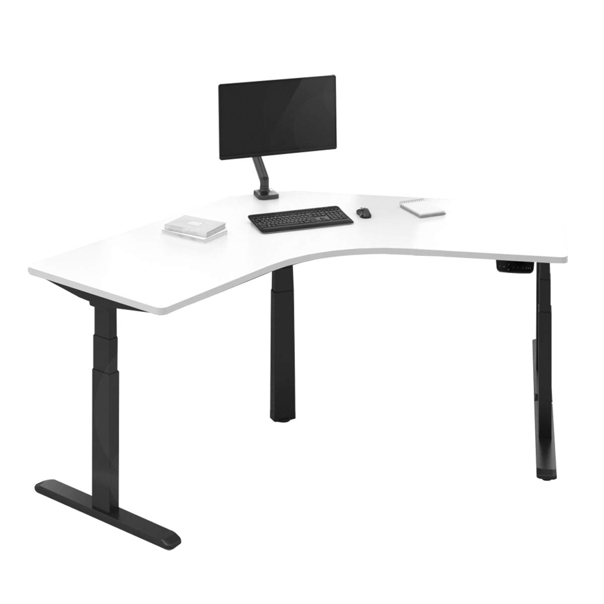 LogiLink EO0017 - Elektr. höhenverstellbares Schreibtischgestell, 120° Eckdesign mit programmierbarem LED-Speichermodul (3 Positionen) Schwarz