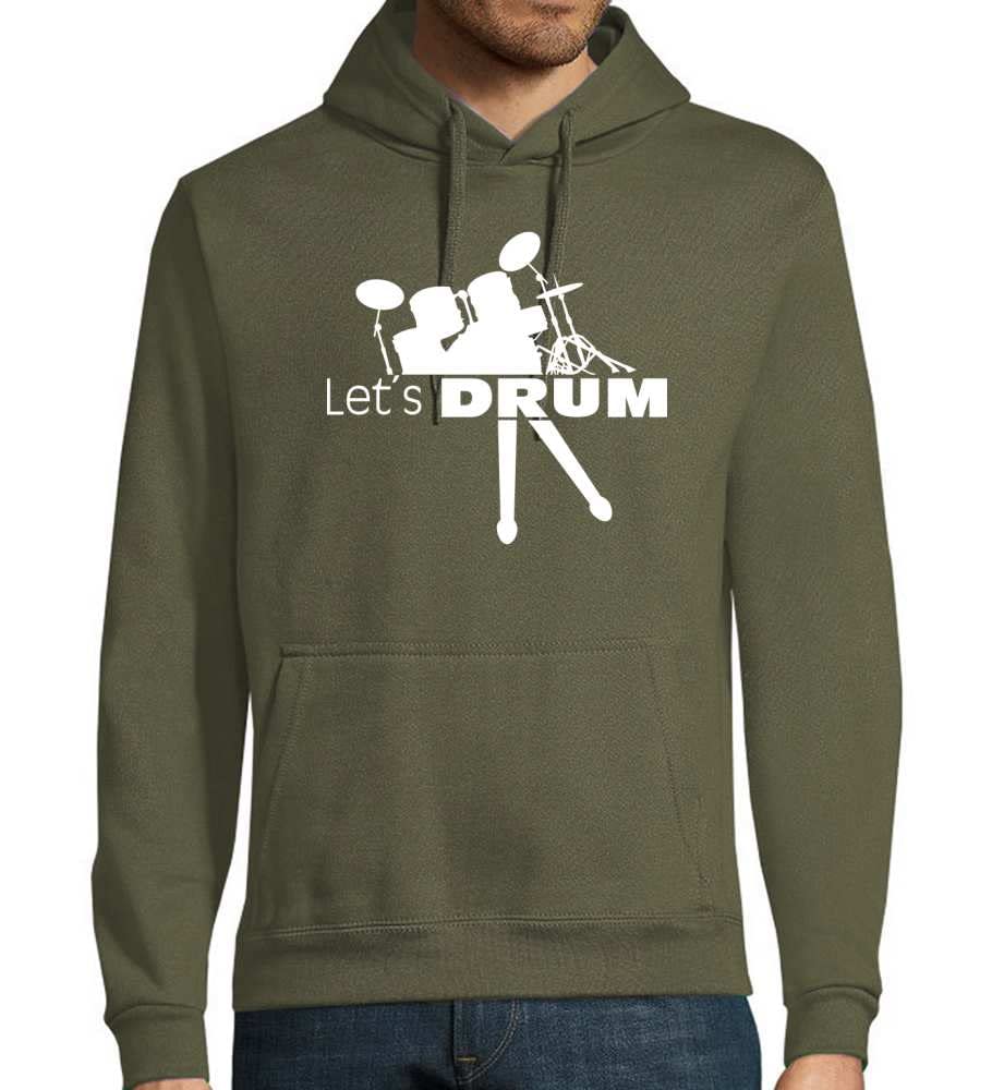 Lets Drum perkusja z patyczkami męska bluza z kapturem, wojsko, 4XL