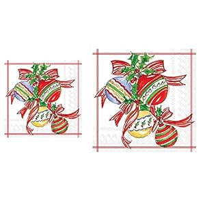 Bundle of 2 (20 count) Boston International Christmas Ornaments Paper Napkins, Cocktail and Lunch Bundle of 2 20 count Boston International Christmas Ornaments Paper Napkins Cocktail and Lunch