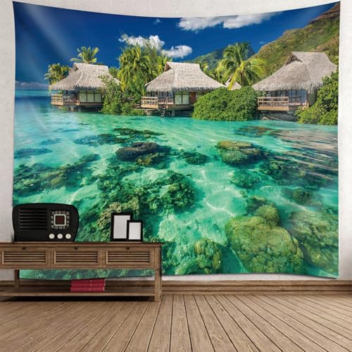 Tenture paysage de mer pour masquer un mur vide et decorer une chambre