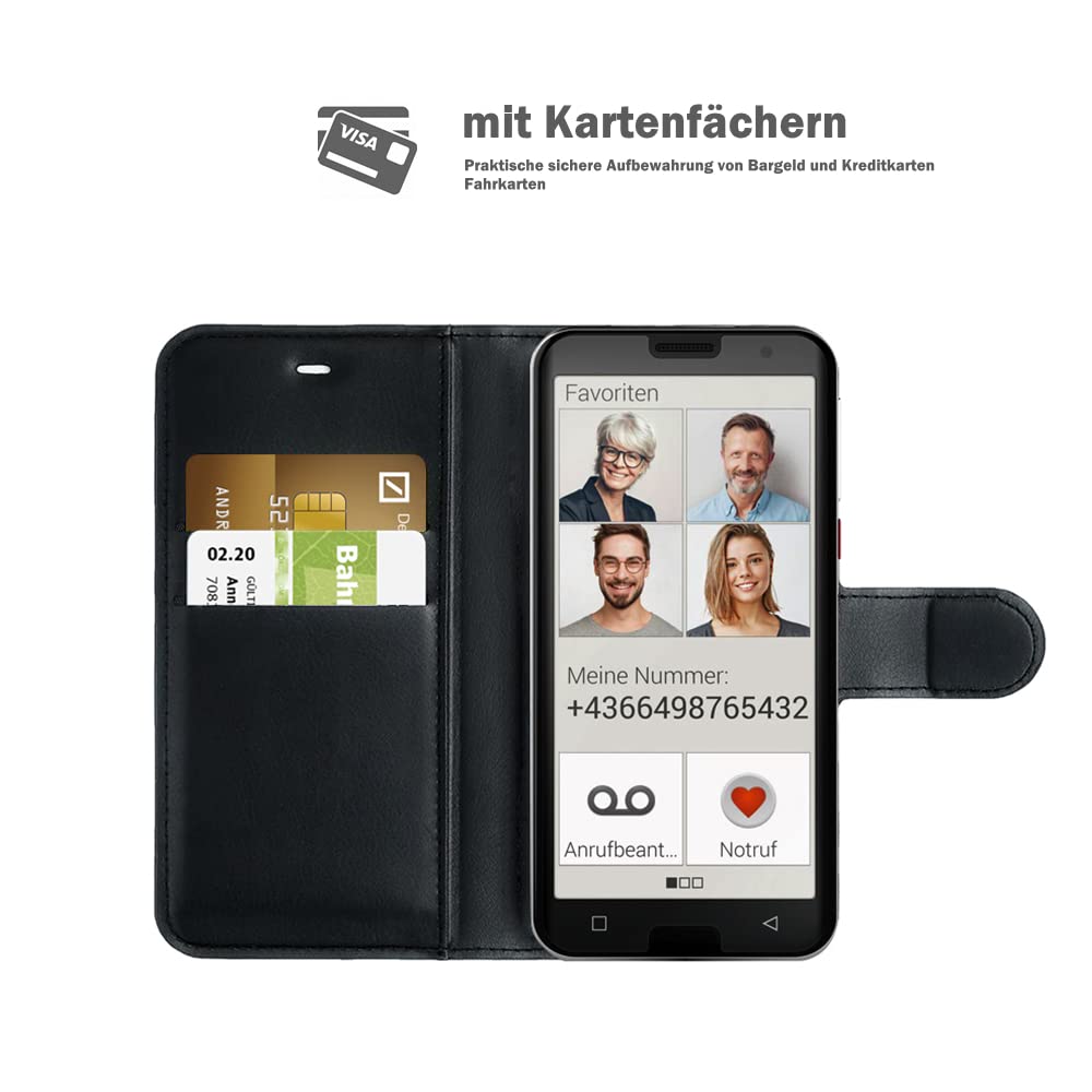 PU Lederen Portemonnee-hoesje Voor Emporia Smart 5 Mini – Flip Cover Met Magneet, Kaartvakken En Standaard (rozerood)