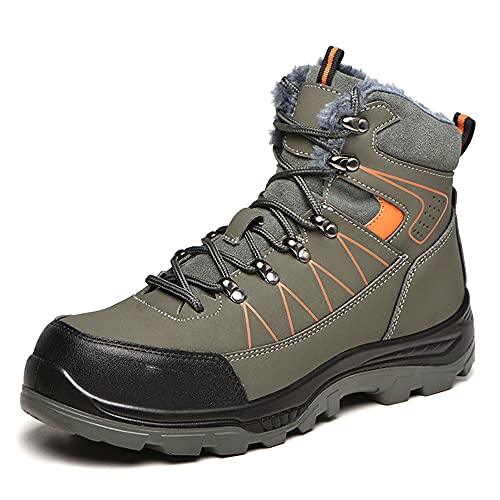 Preisvergleich Produktbild KTDYG Arbeitsschuhe Winter Herren Damen Sicherheitsschuhe S3 Leicht Warm Gefüttert Stahlkappe Schutzschuhe Sicherheitsstiefel, Farbe Gruen, Size 37
