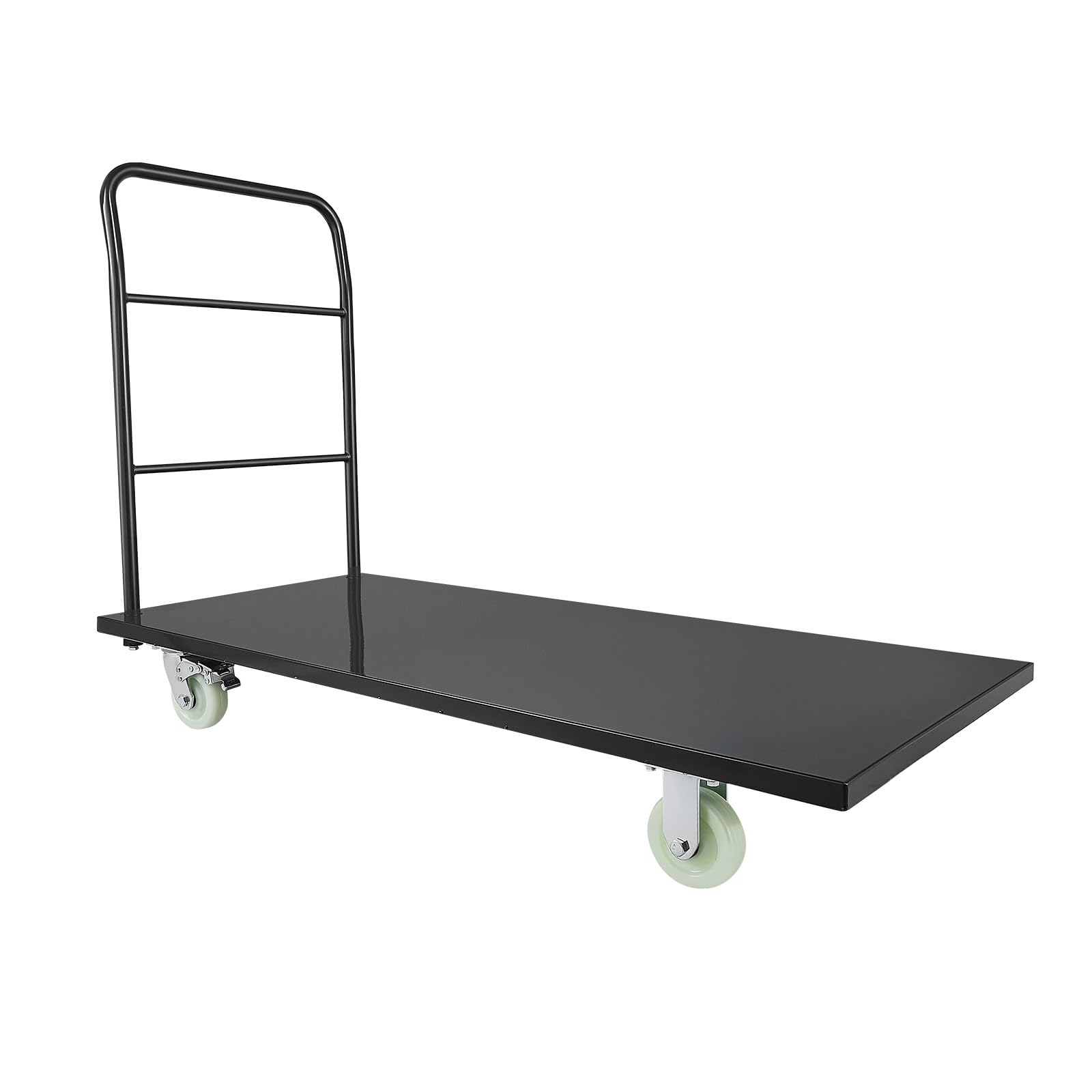 VEVOR Chariot à Plateforme Robuste Capacité de Charge 907 kg Chariot à Plateau 152,5x70 cm pour Manutention, Transport, Usines, Entrepôts, Ateliers, en Acier Allié, avec Roues Pivotantes et Poignée
