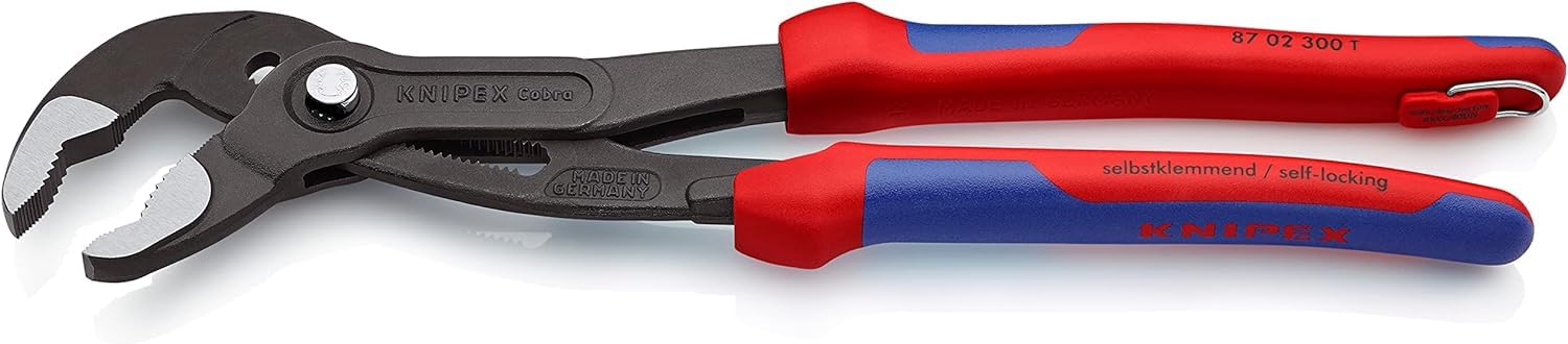 Knipex Cobra Pince multiprise de pointe avec gaines bi-matière, avec œillet intégré pour fixation d’un dispositif, 87 02 300 T