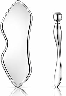 2 herramientas faciales Gua Sha de acero inox...