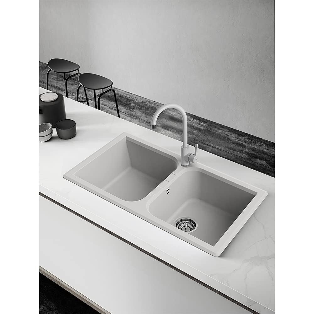 Prime 862 Lavello da Incasso Granito Grigio 86x50 2 Vasche QLP862GR
