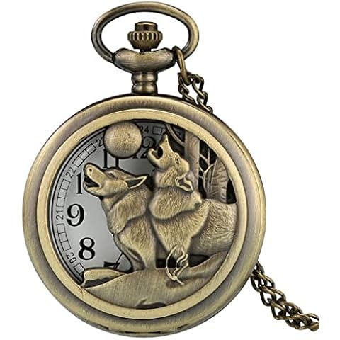 BMKIW Vintage Exquisite Display Quartz Pocket Watch Bronze Necklace Watch Pendant Pocket Clock Unisex Timepiece Cover